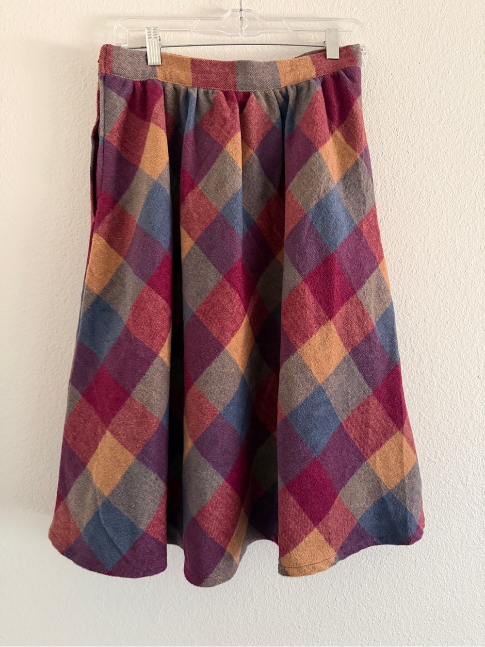 ModCloth Plaid Skirt Multicolor Wool Blend Flannel A-Line
